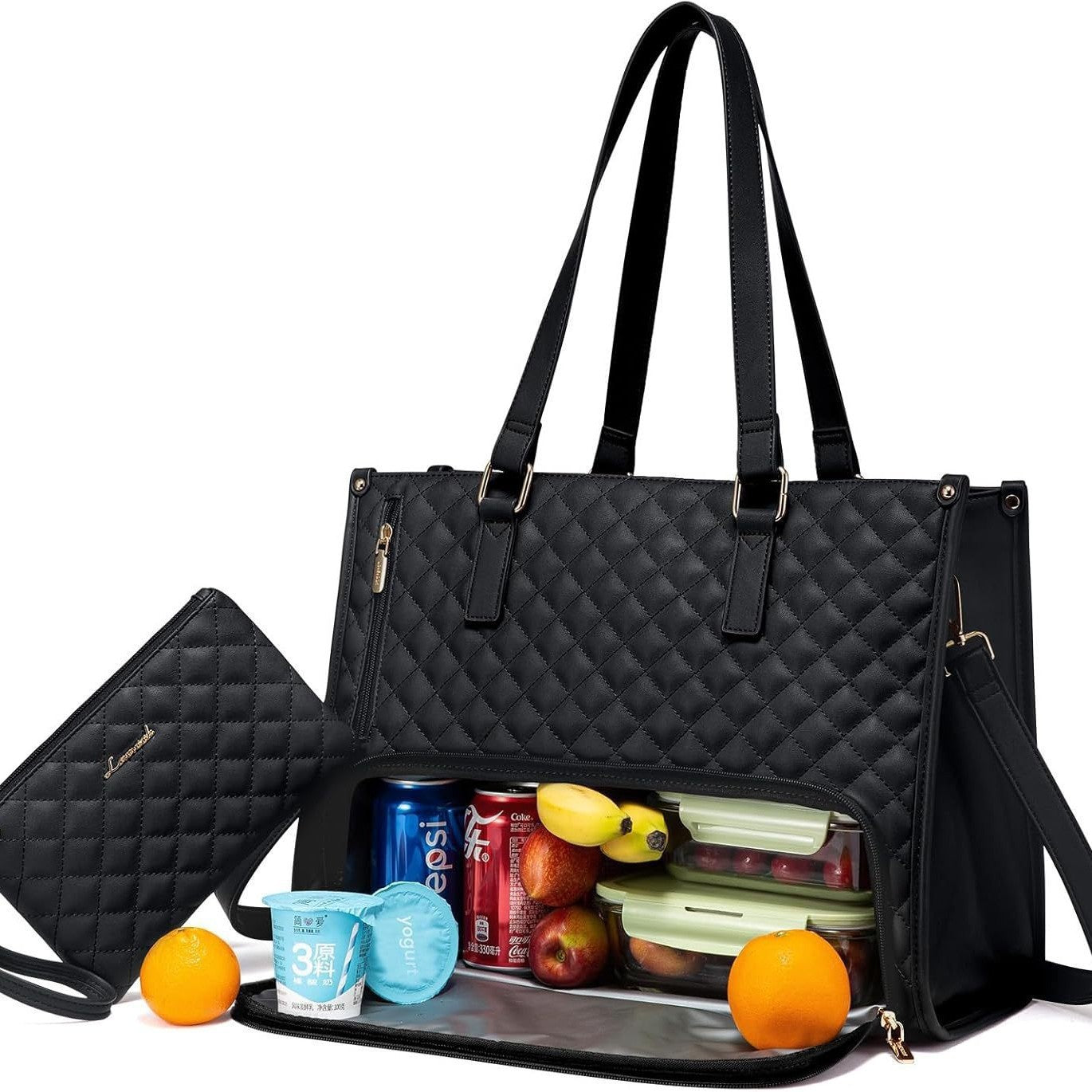 Bolsa de Almuerzo para Mujer: Elegante, Grande, a Prueba de Fugas y con Compartimento para Laptop – Ideal para el Trabajo o el Día a Día"