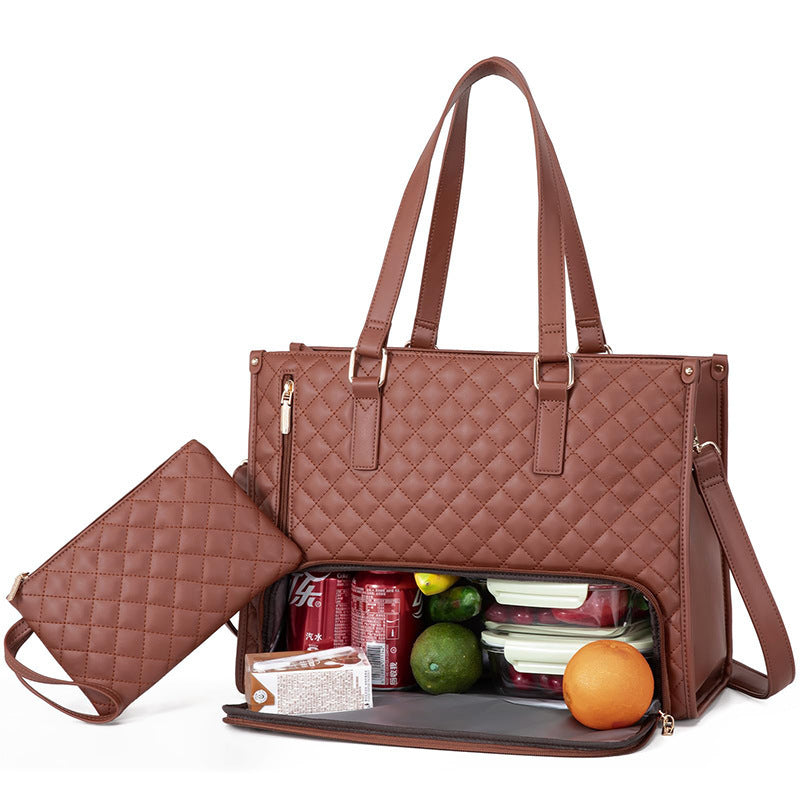 Bolsa de Almuerzo para Mujer: Elegante, Grande, a Prueba de Fugas y con Compartimento para Laptop – Ideal para el Trabajo o el Día a Día"