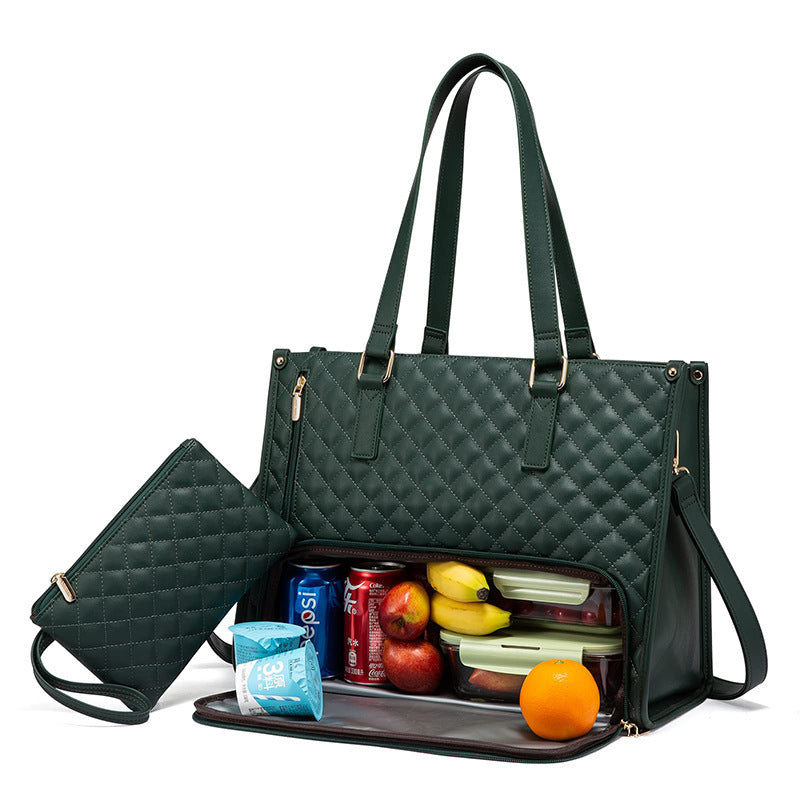 Bolsa de Almuerzo para Mujer: Elegante, Grande, a Prueba de Fugas y con Compartimento para Laptop – Ideal para el Trabajo o el Día a Día"