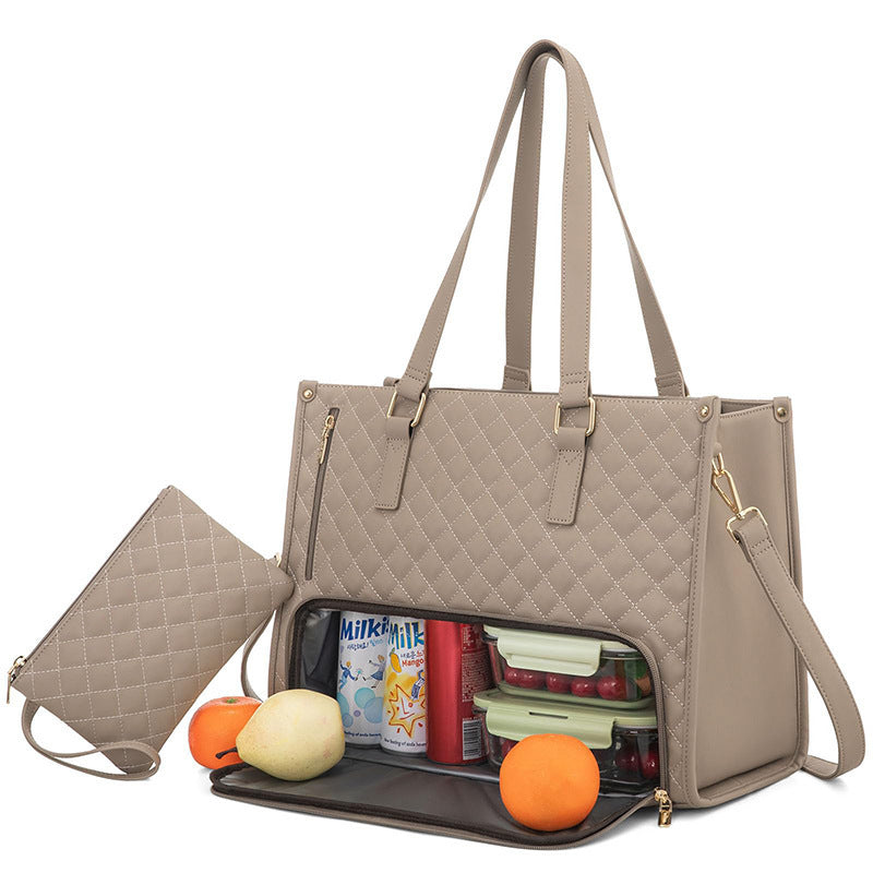 Bolsa de Almuerzo para Mujer: Elegante, Grande, a Prueba de Fugas y con Compartimento para Laptop – Ideal para el Trabajo o el Día a Día"