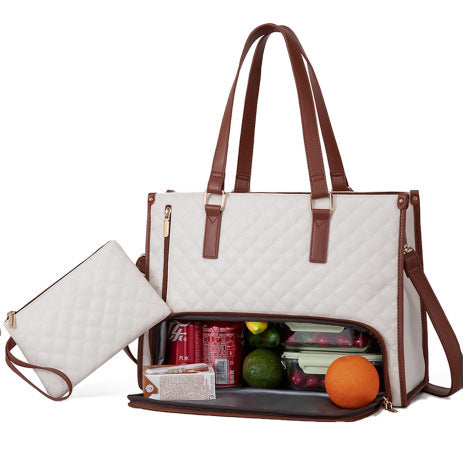 Bolsa de Almuerzo para Mujer: Elegante, Grande, a Prueba de Fugas y con Compartimento para Laptop – Ideal para el Trabajo o el Día a Día"