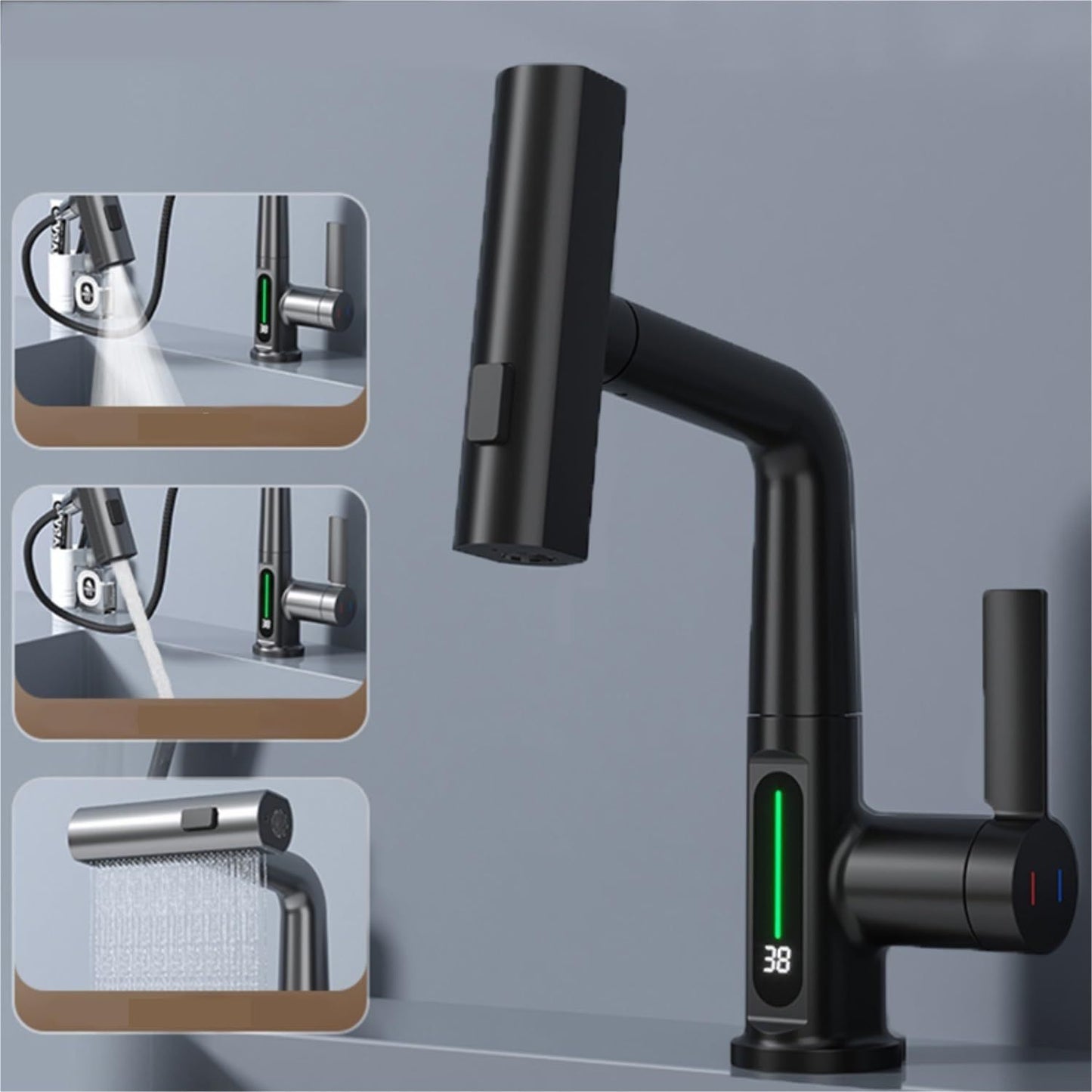 Grifo Inteligente con Pantalla Digital y Cabezal Extraíble – Tecnología y Elegancia en un Solo Producto